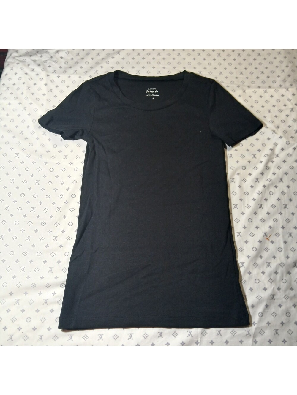 J Crew Perfect Fit Black Cotton Short Sleeve T Shirt Womens Small Basic Tee